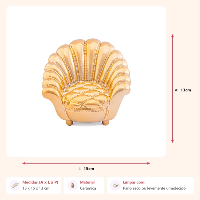 Alternative view of Escultura mini poltrona dourado 13x15x13cm