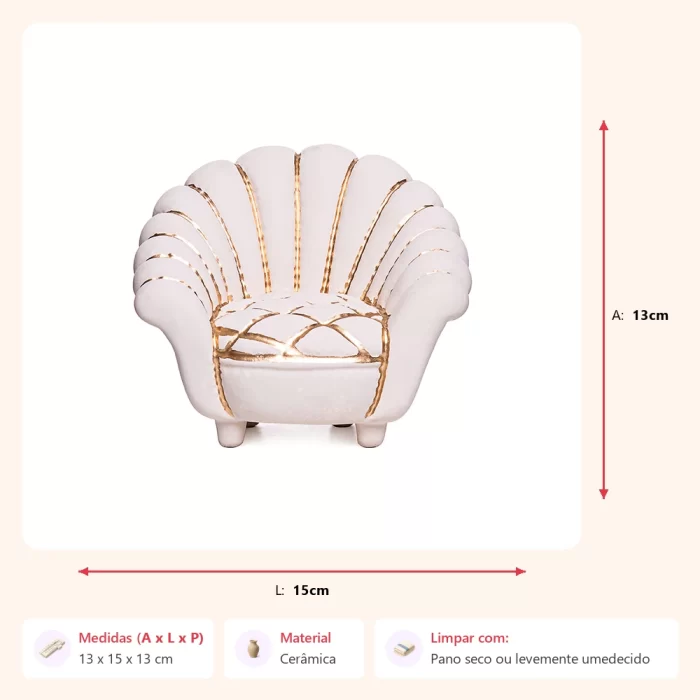 Alternative view of Escultura mini poltrona pétala creme 13x15x13cm