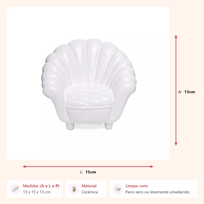 Escultura mini poltrona branco 13x15x13cm - Imagem 2