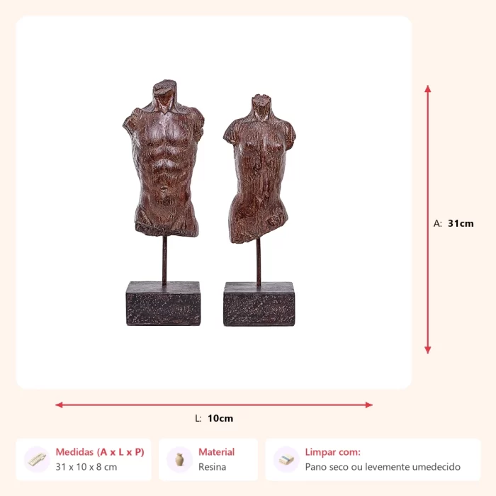 Escultura busto h/m 31 31x10x8cm - Imagem 2