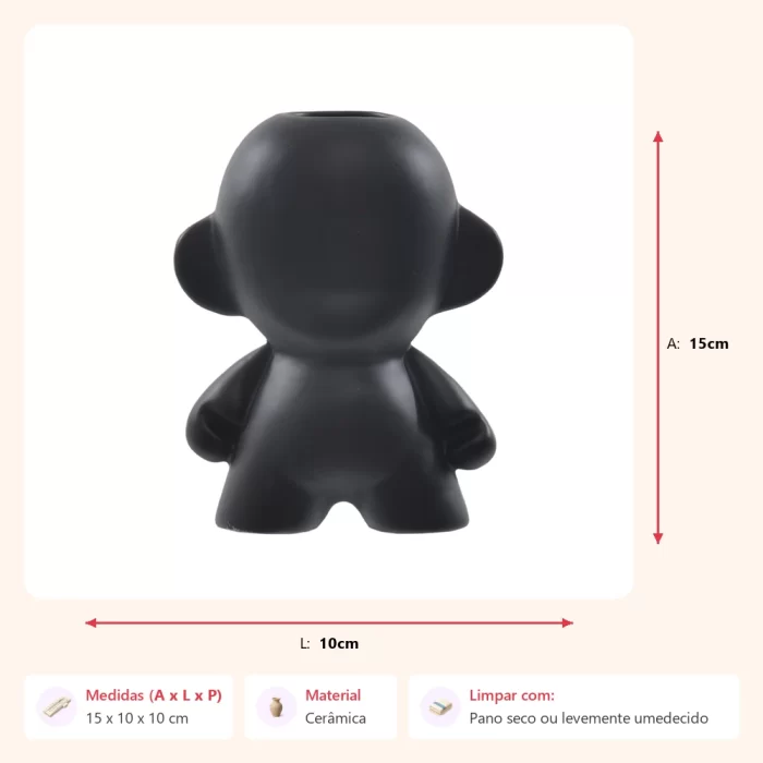 Vaso baby preto 15x10x10cm - Imagem 2