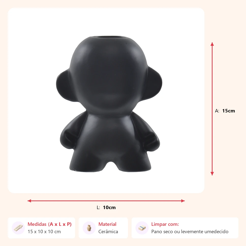 Vaso baby preto 15x10x10cm - Imagem 2