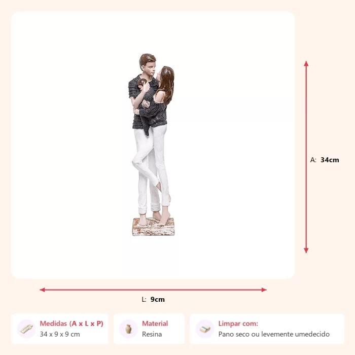 Alternative view of Escultura casal com filho no colo 34x9x9cm