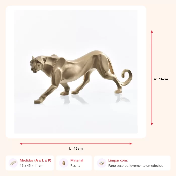 Alternative view of Escultura leopardo 16x45x11cm