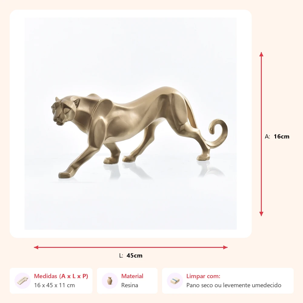 Escultura leopardo 16x45x11cm - Imagem 2