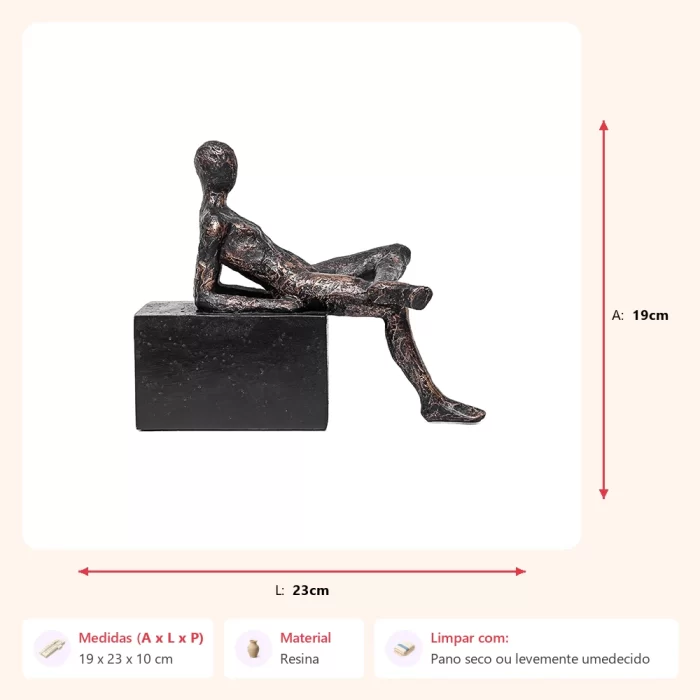 Alternative view of Escultura homem sentado apoiado 19x23x10cm