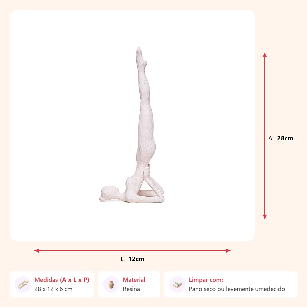 Escultura yoga maos atras creme 28x12x6cm - Imagem 2