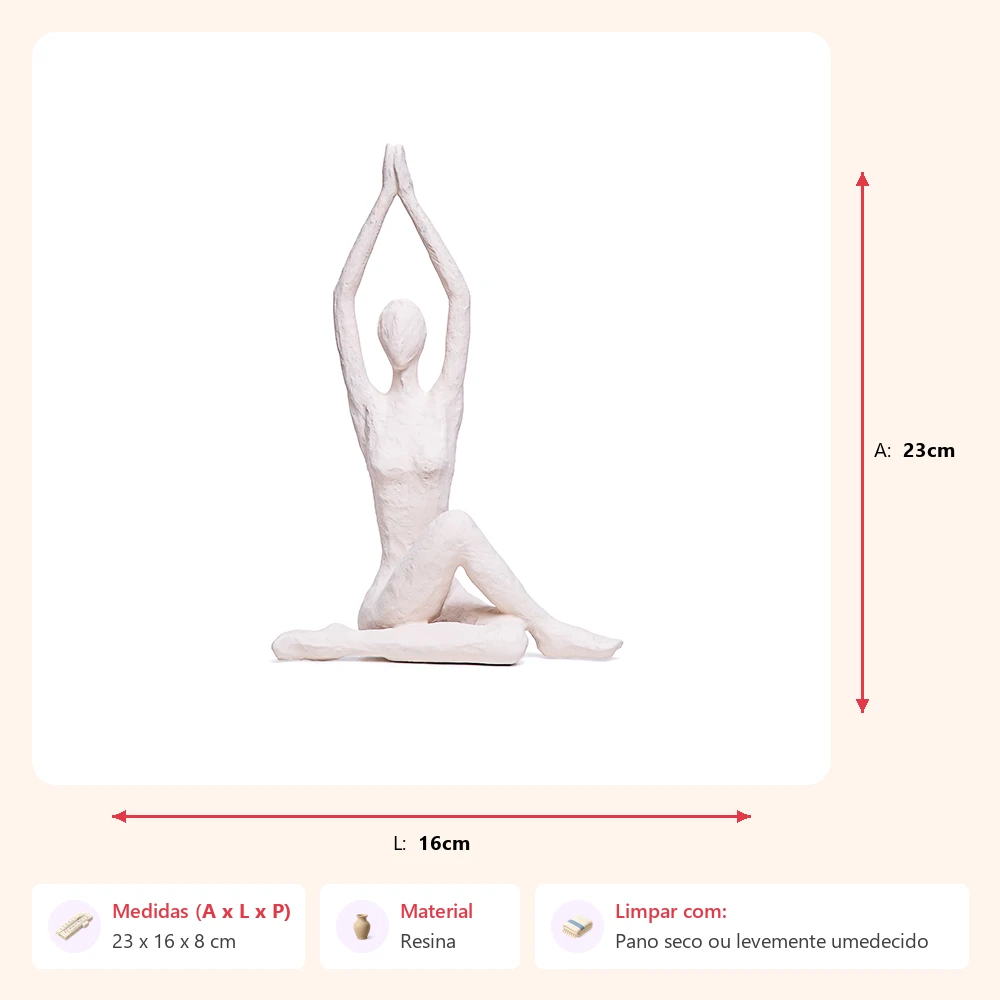 Escultura yoga maos alto creme 23x16x8cm - Imagem 2