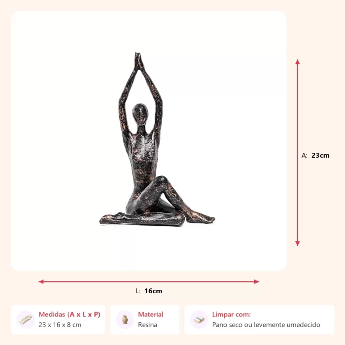 Alternative view of Escultura yoga mãos alto preta 23x16x8cm