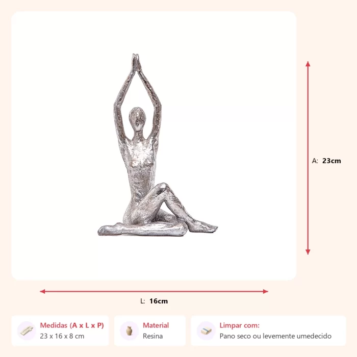 Escultura yoga mãos alto 23x16x8cm - Imagem 2