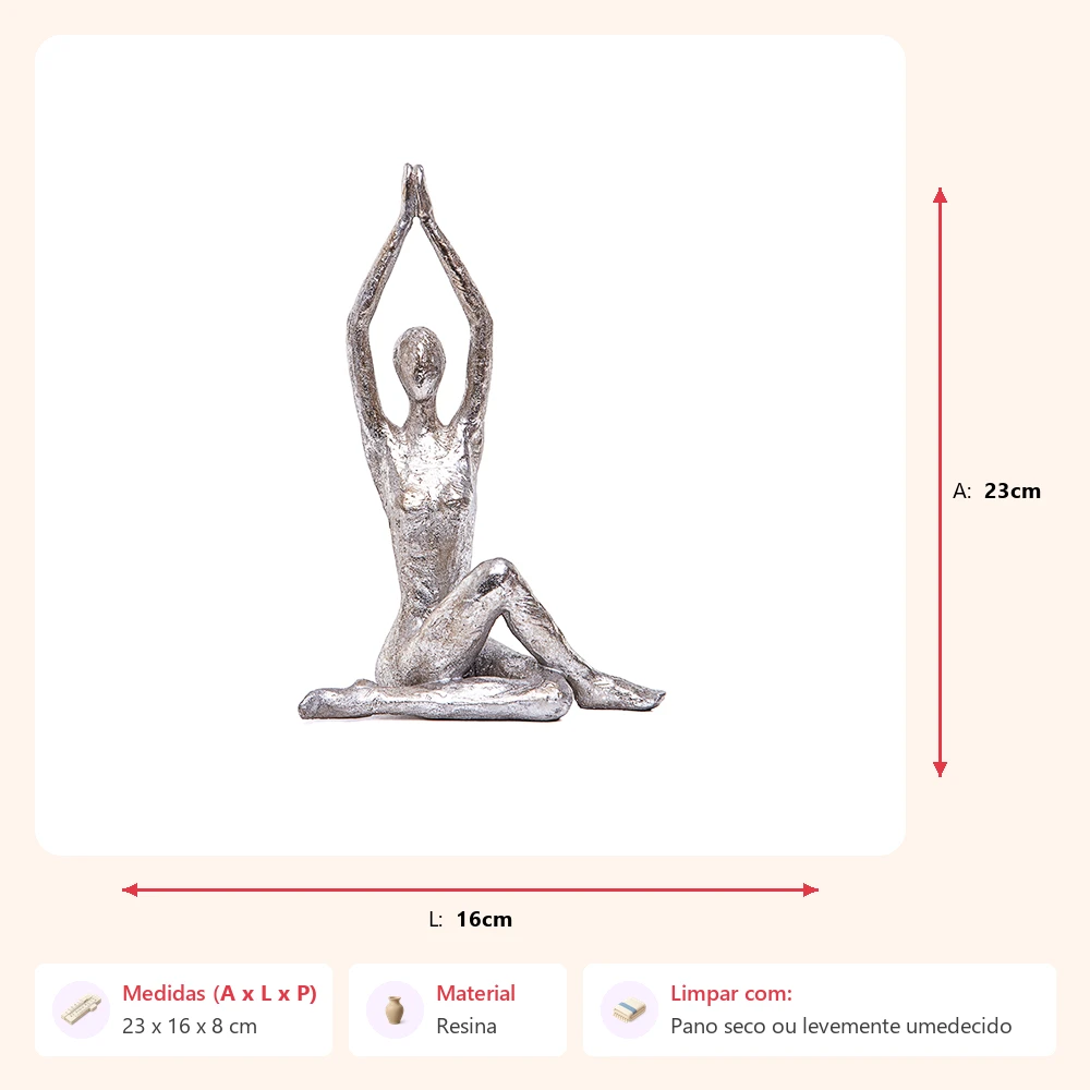 Escultura yoga mãos alto 23x16x8cm - Imagem 2