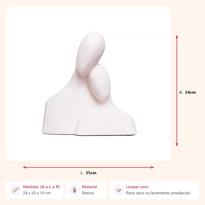 Alternative view of Escultura busto casal creme 24x35x10cm