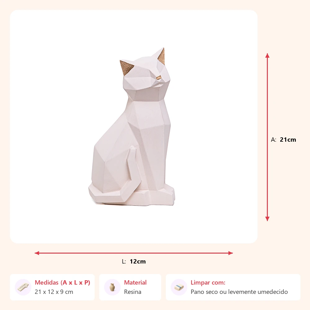 Escultura gato sentado 21x12x9cm - Imagem 2