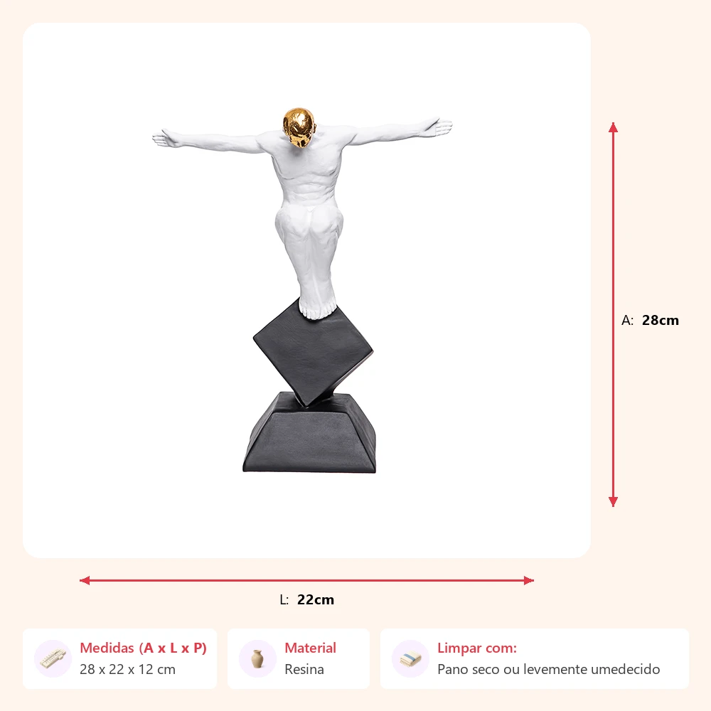 Escultura homem na base 28x22x12cm - Imagem 2