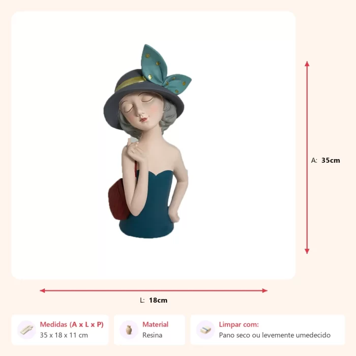 Alternative view of Escultura mulher com bolsa vermelha 35x18x11cm