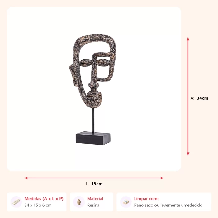 Alternative view of Escultura face 34x15x6cm