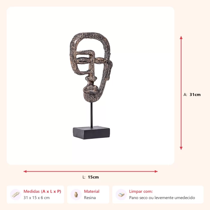 Escultura face 31x15x6cm - Imagem 2
