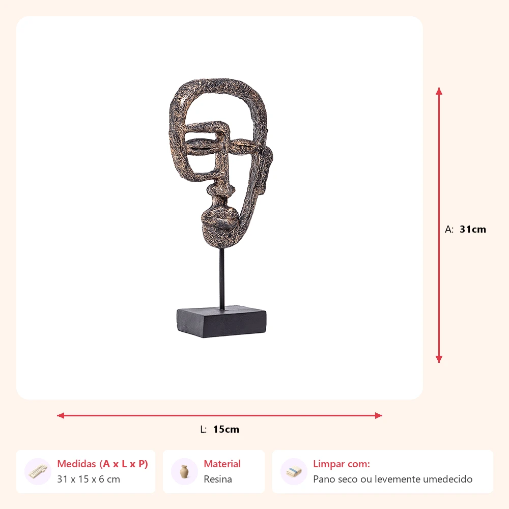 Escultura face 31x15x6cm - Imagem 2
