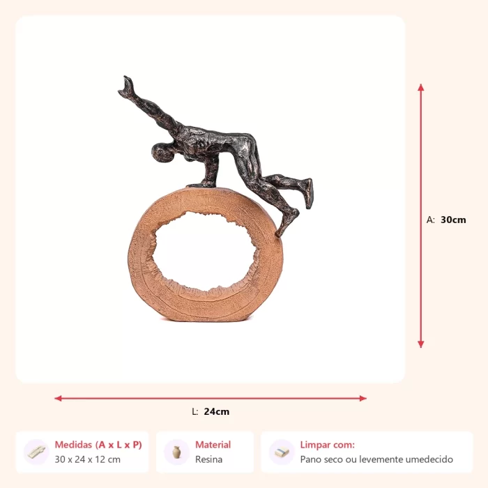 Alternative view of Escultura figura apoiada no circulo 30x24x12cm