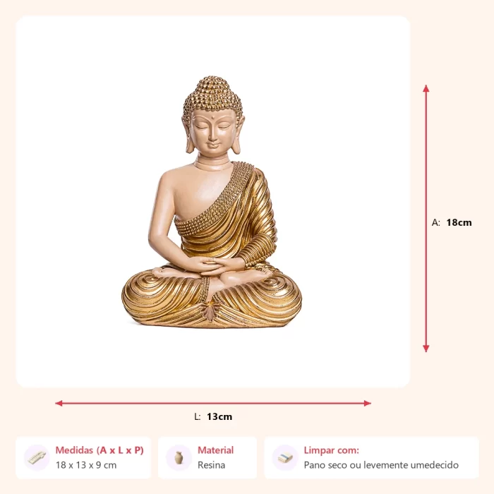Alternative view of Escultura buda dourado 18x13x9cm
