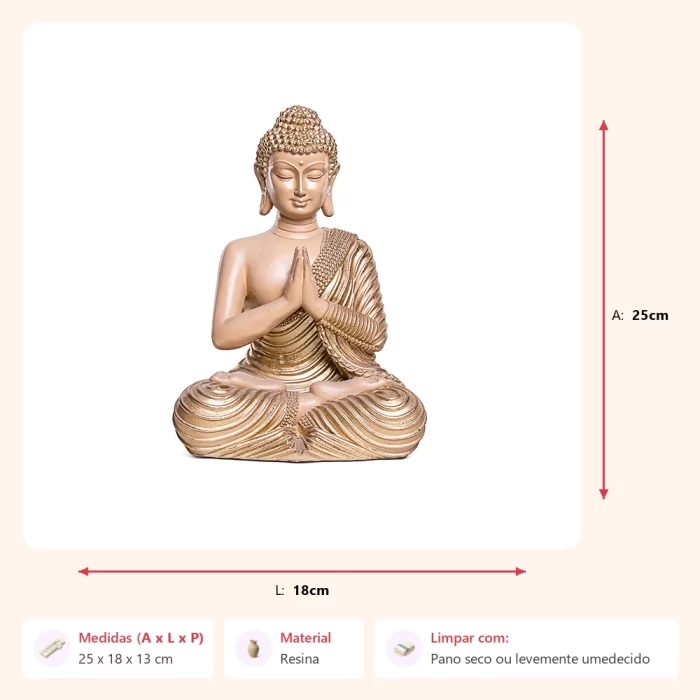 Alternative view of Escultura buda dourado 25x18x13cm