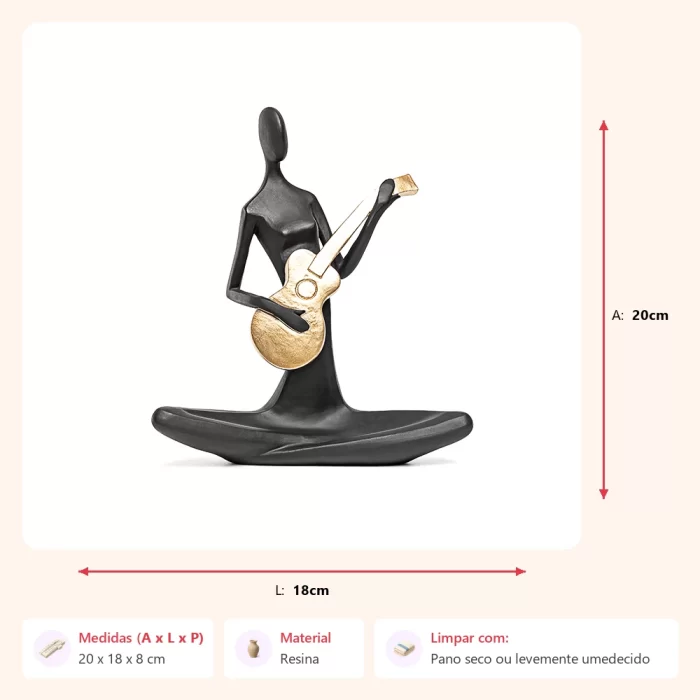 Escultura figura com violão 20x18x8cm - Imagem 2