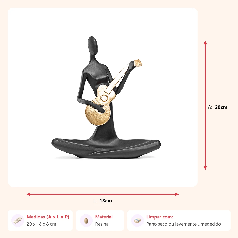 Escultura figura com violão 20x18x8cm - Imagem 2