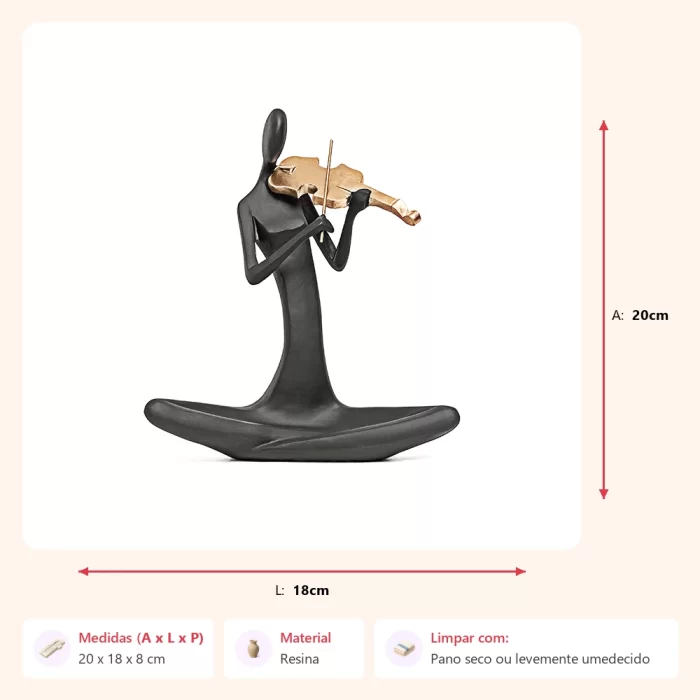 Alternative view of Escultura figura com violino 20x18x8cm