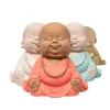 Escultura monge meditando laranja 20x21x17cm