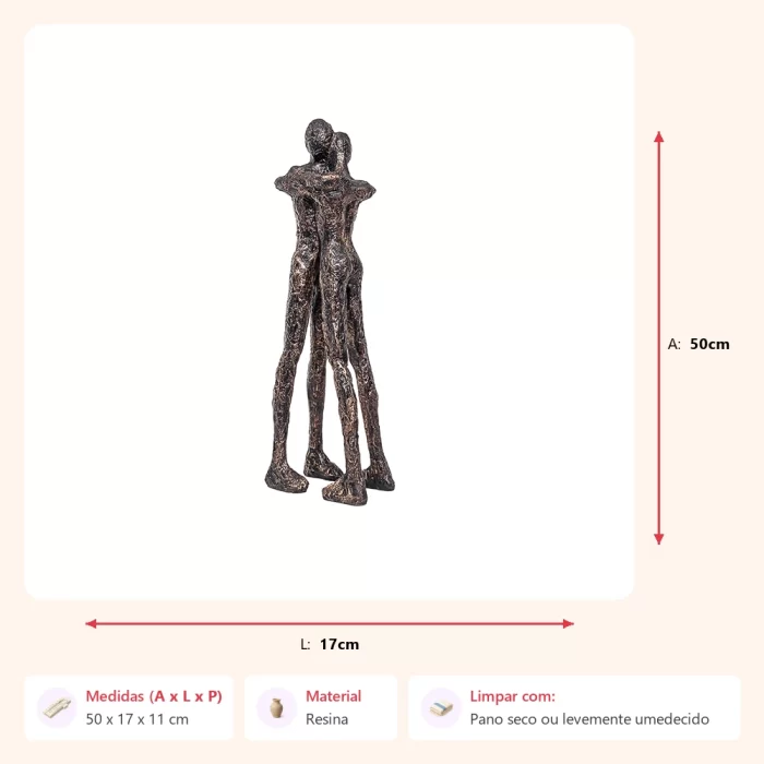 Alternative view of Escultura casal abraçado 50x17x11cm