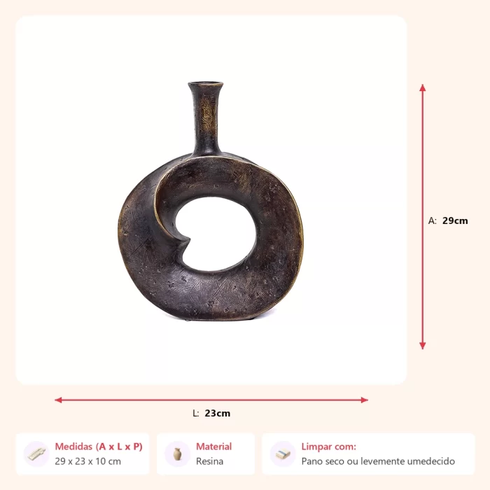 Vaso nuvem marrom 29x23x10cm - Imagem 2