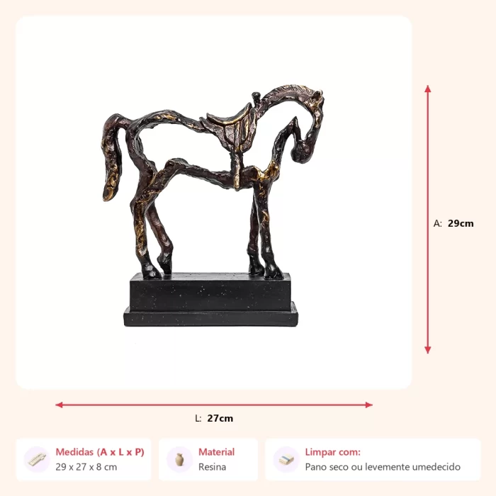 Escultura cavalo vazado na base 29x27x8cm - Imagem 2
