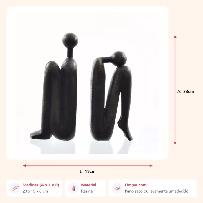 Jogo de porta livros figura 23x19x6cm - Imagem 2