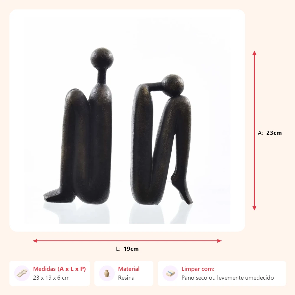 Jogo de porta livros figura 23x19x6cm - Imagem 2