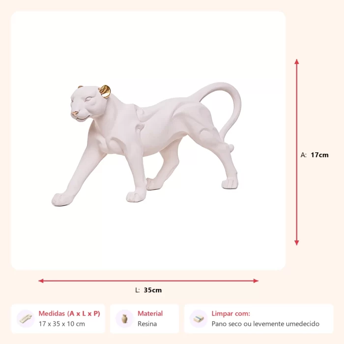 Alternative view of Escultura pantera creme 17x35x10cm