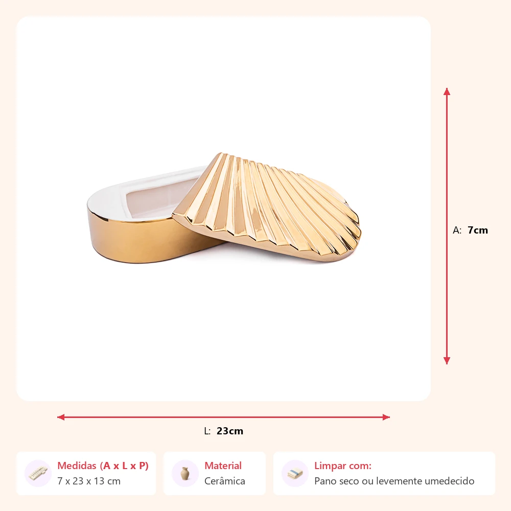 Caixa oval dourada 7x23x13cm - Imagem 2