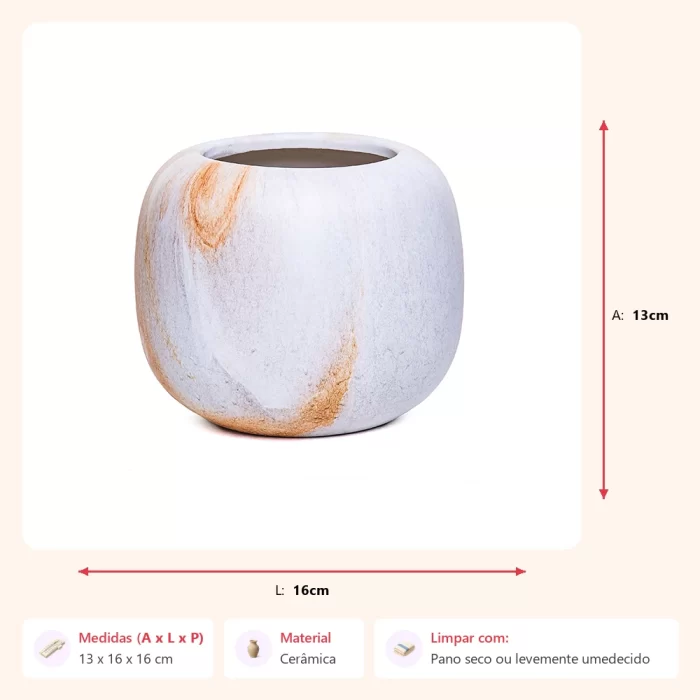 Vaso marmorizado 13x16x16cm - Imagem 2