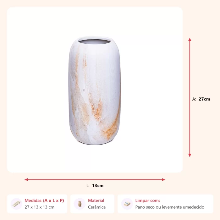 Vaso marmorizado 27x13x13cm - Imagem 2