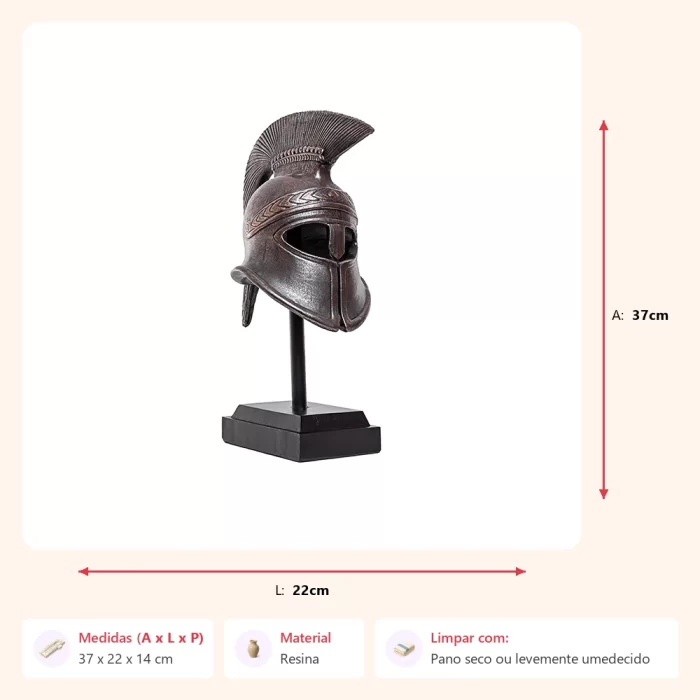Alternative view of Escultura elmo gladiador 37x22x14cm