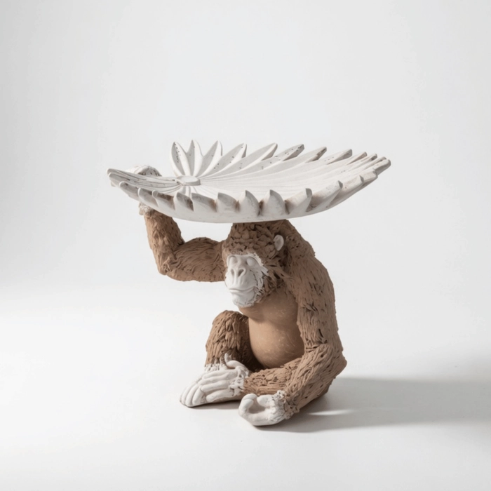 Escultura macaco com centro 13x16x15cm