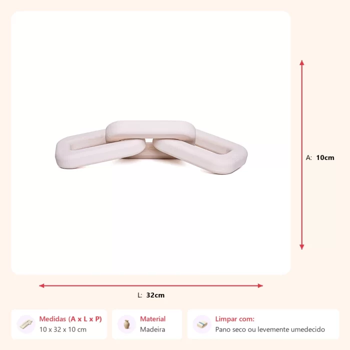 Alternative view of Escultura corrente creme 10x32x10cm