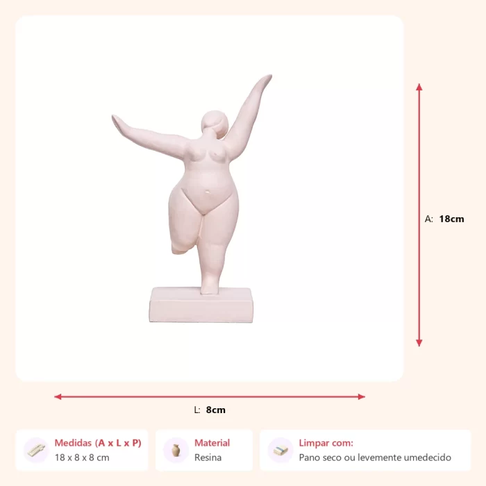 Escultura bailarina bege 18x8x8cm - Imagem 2