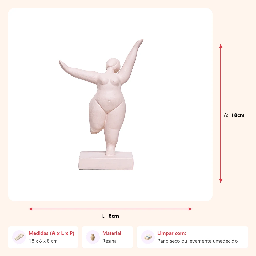 Escultura bailarina bege 18x8x8cm - Imagem 2