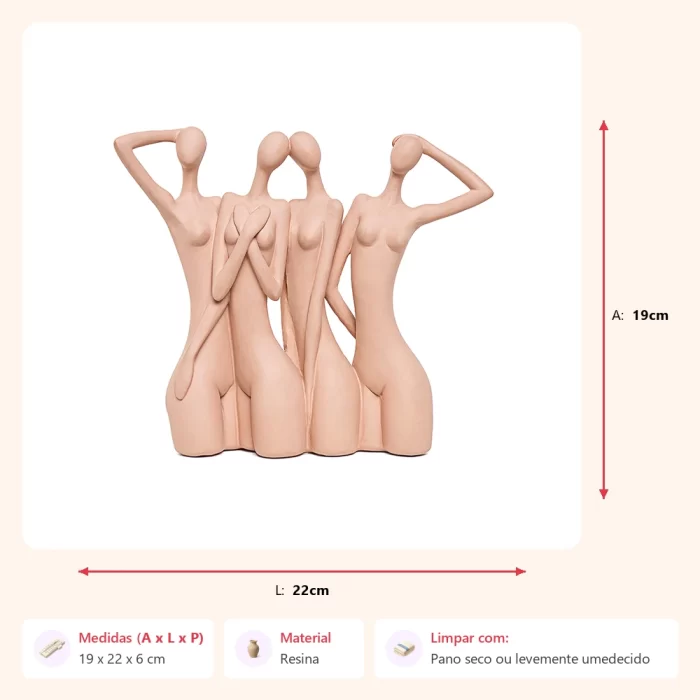 Escultura busto mulheres bege 19x22x6cm - Imagem 2