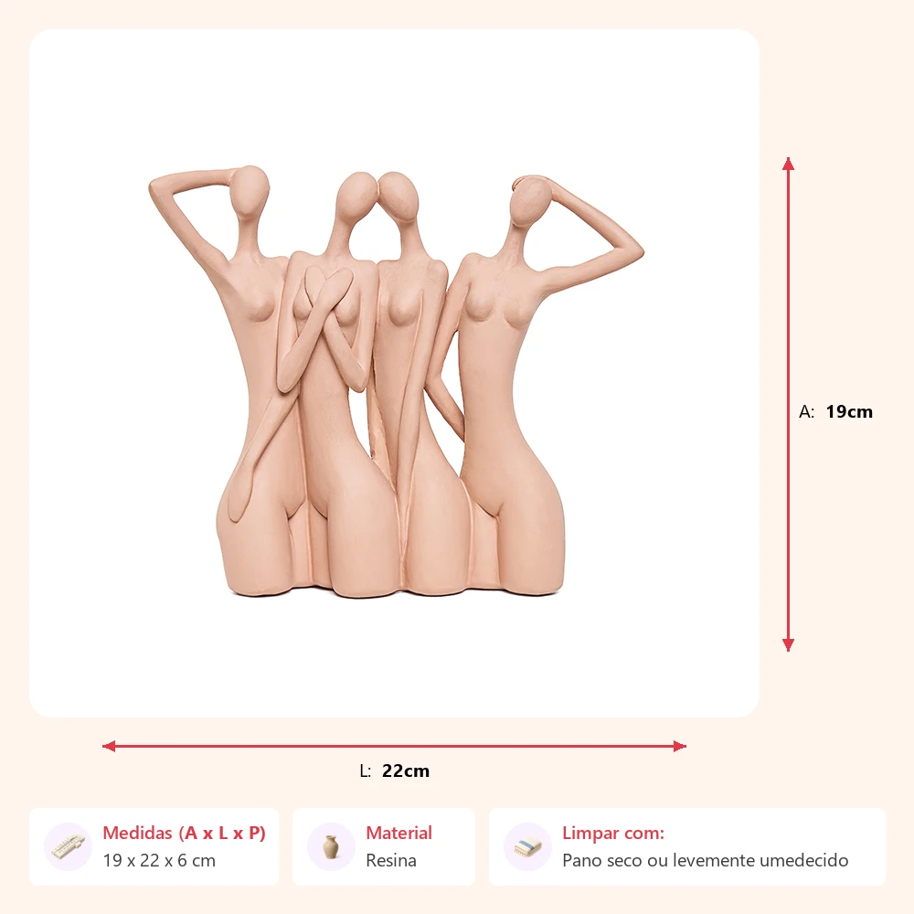 Escultura busto mulheres bege 19x22x6cm - Imagem 2