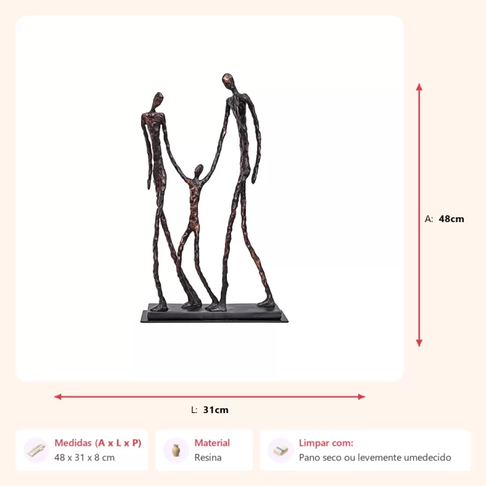 Alternative view of Escultura pai e mãe com filho 48x31x8cm