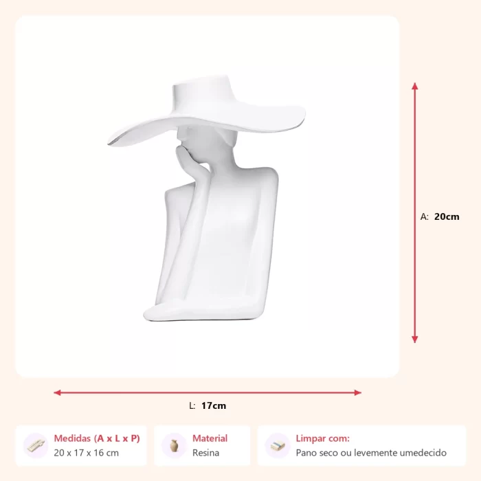 Escultura figura com chapéu pose 20x17x16cm - Imagem 2