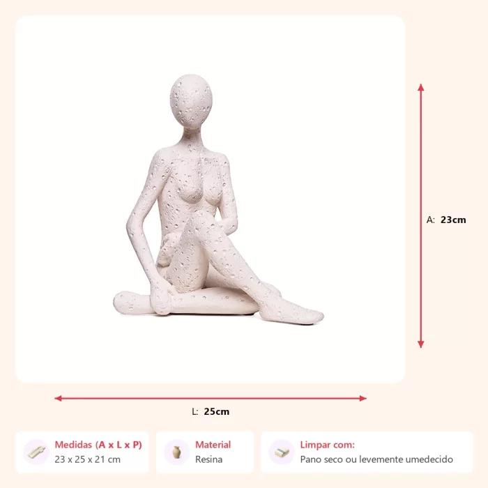 Escultura mulher fazendo pose creme 23x25x21cm - Imagem 2