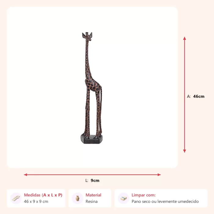 Alternative view of Escultura girafa 46x9x9cm
