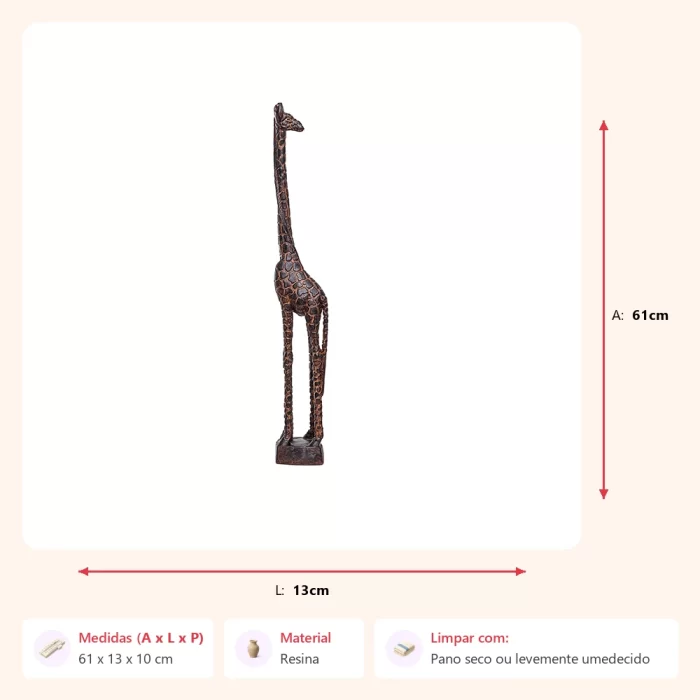 Alternative view of Escultura girafa 61x13x10cm